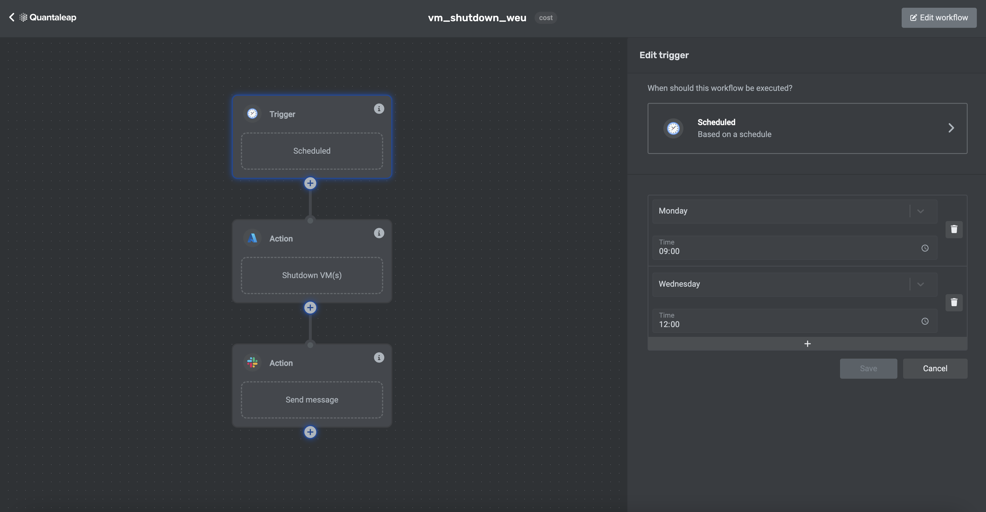 Example workflow for &quot;Shut down VM(s)&quot;